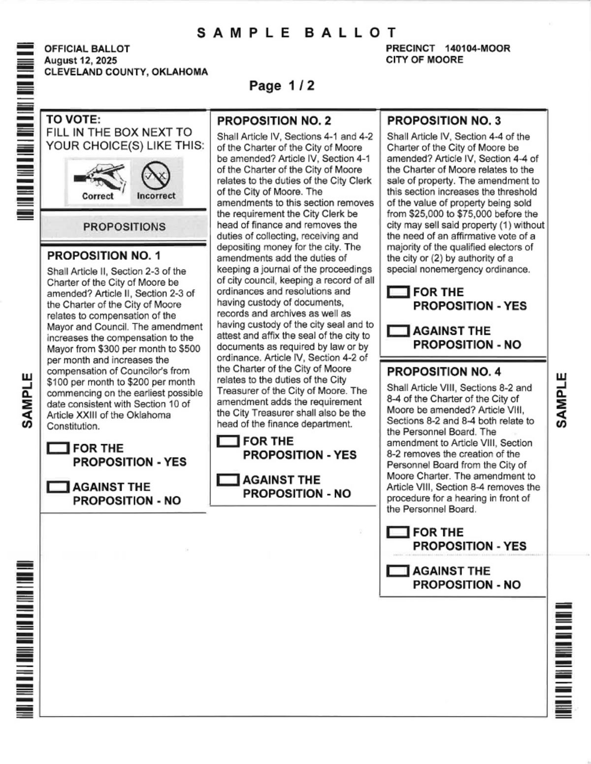 Sample Ballot Proposition Page 1